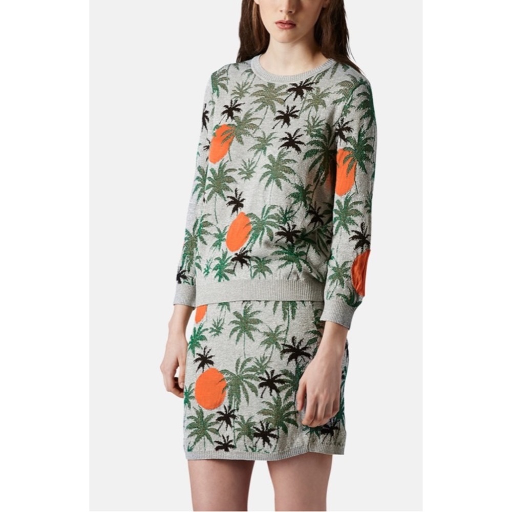 TOPSHOP PALM TREE LUREX SKIRT